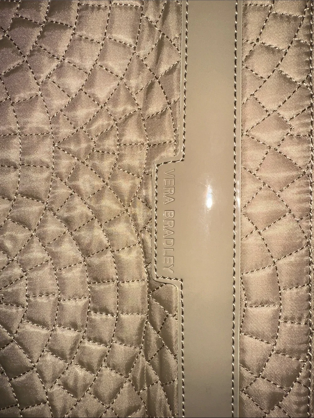 Vera Bradley Cream Quilted Wristlet Clutch with Turn-Lock Detail
